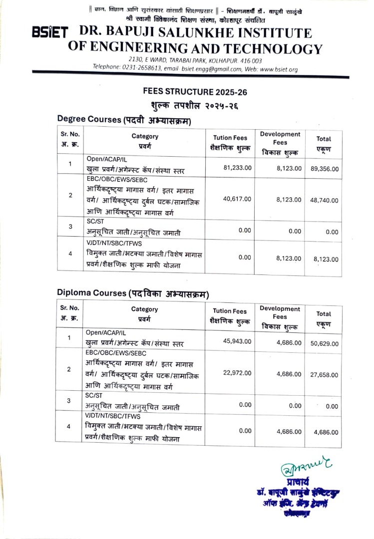 Fee Structure 2025-26
